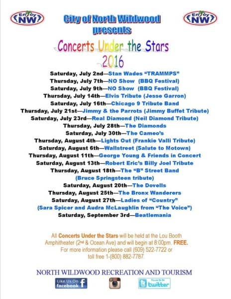 Concert Under the Stars Schedule 2016