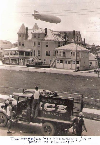 We all have seen the Hindenburg photo over Wildwood, but did you know there was a video that existed of it flying over Cape May? Here’s a little history behind this photo and the video below plus we bring up some debatable information. This photo which by the caption below is titled, “Von Hindenburg Just Prior To Blown Up” is an incredible photo, but some would say that this was not from the final voyage of the Hindenburg. I personally wanted to look into this to see why they would say that when clearly below it said it was. In 1936, Berlin hosted the Summer Olympics. To celebrate the Olympics, the Zeppelin Company, which was a German company, decided to paint the Olympic rings just before the the front engine car. During the Olympics the Hindenburg flew high to capture some awesome photos and to also advertise to the different countries there of their airships. 