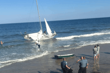 Sailboat Crashes On North Wildwood Beach