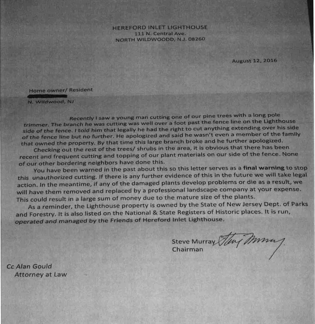 1. Threatening Letter from Murray to Residents – 08.12.16