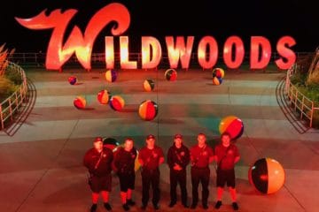 Wildwood Sign Lights Up Red For Firefighters
