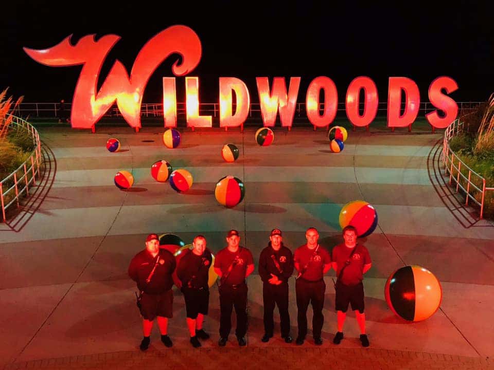 Wildwood Sign Lights Up Red For Firefighters