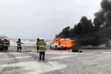 Car Catches Fire On Wildwood Crest Beach