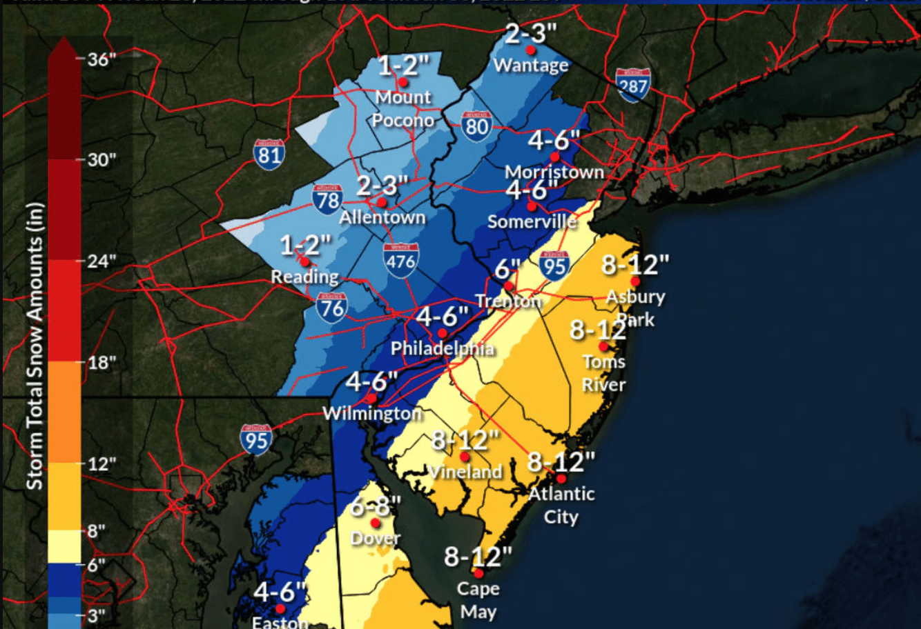 New Jersey Snow Total Update - Jan 28th