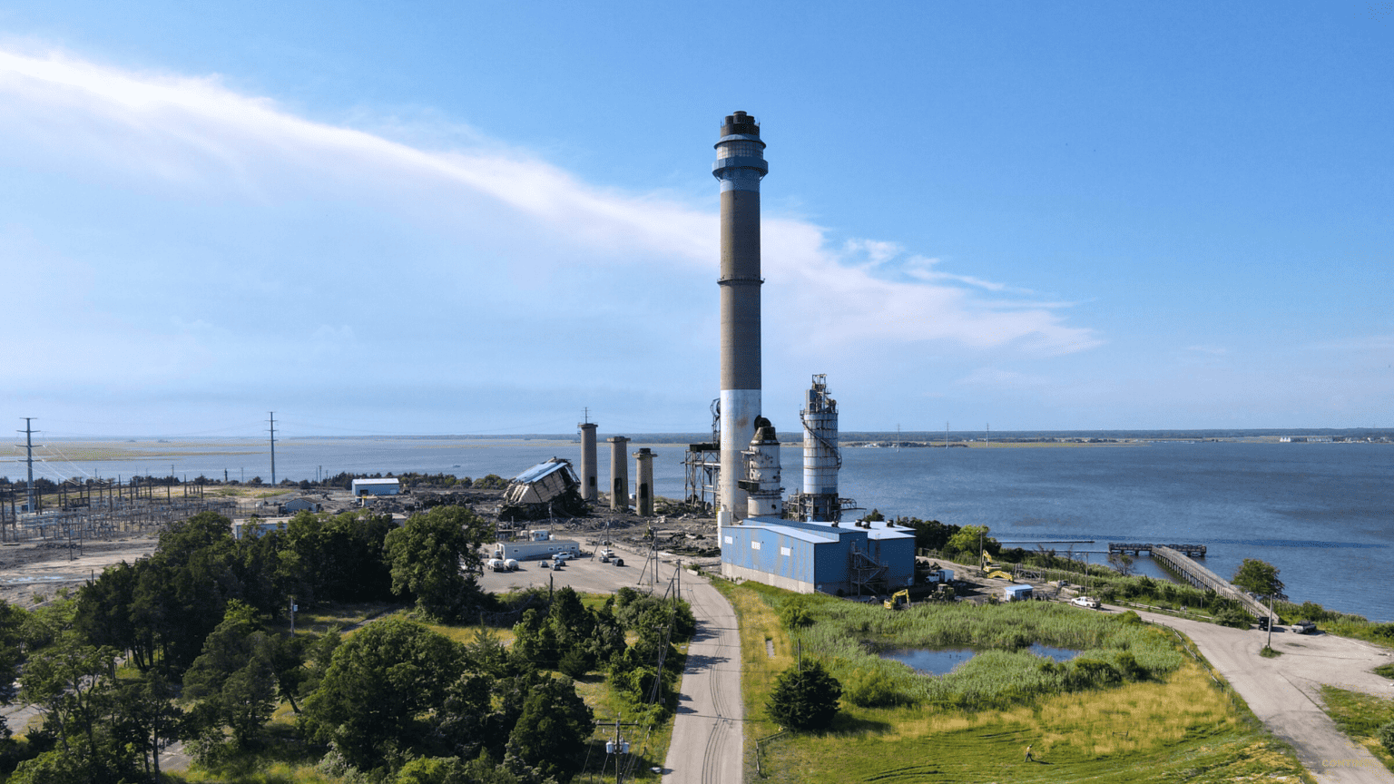 Saying Goodbye to Beesleys Point Power Plant Tower Drone Video