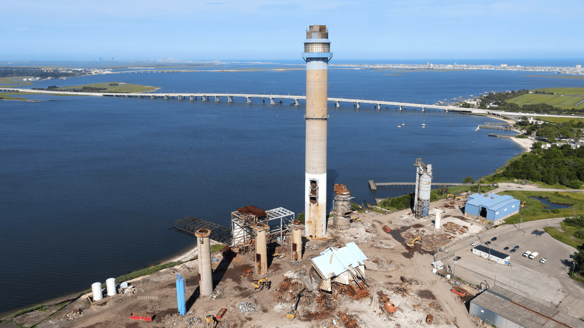 Saying Goodbye to Beesleys Point Power Plant Tower - Drone Video