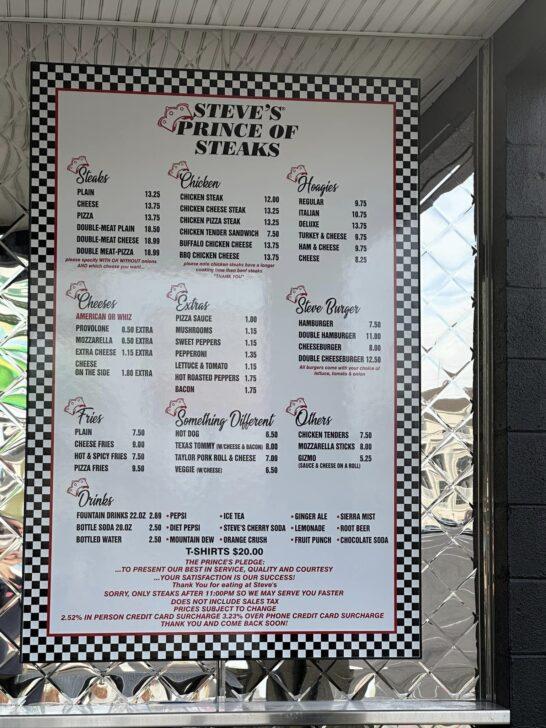 Steve’s Prince of Steaks in Wildwood Menu Wildwood Video Archive