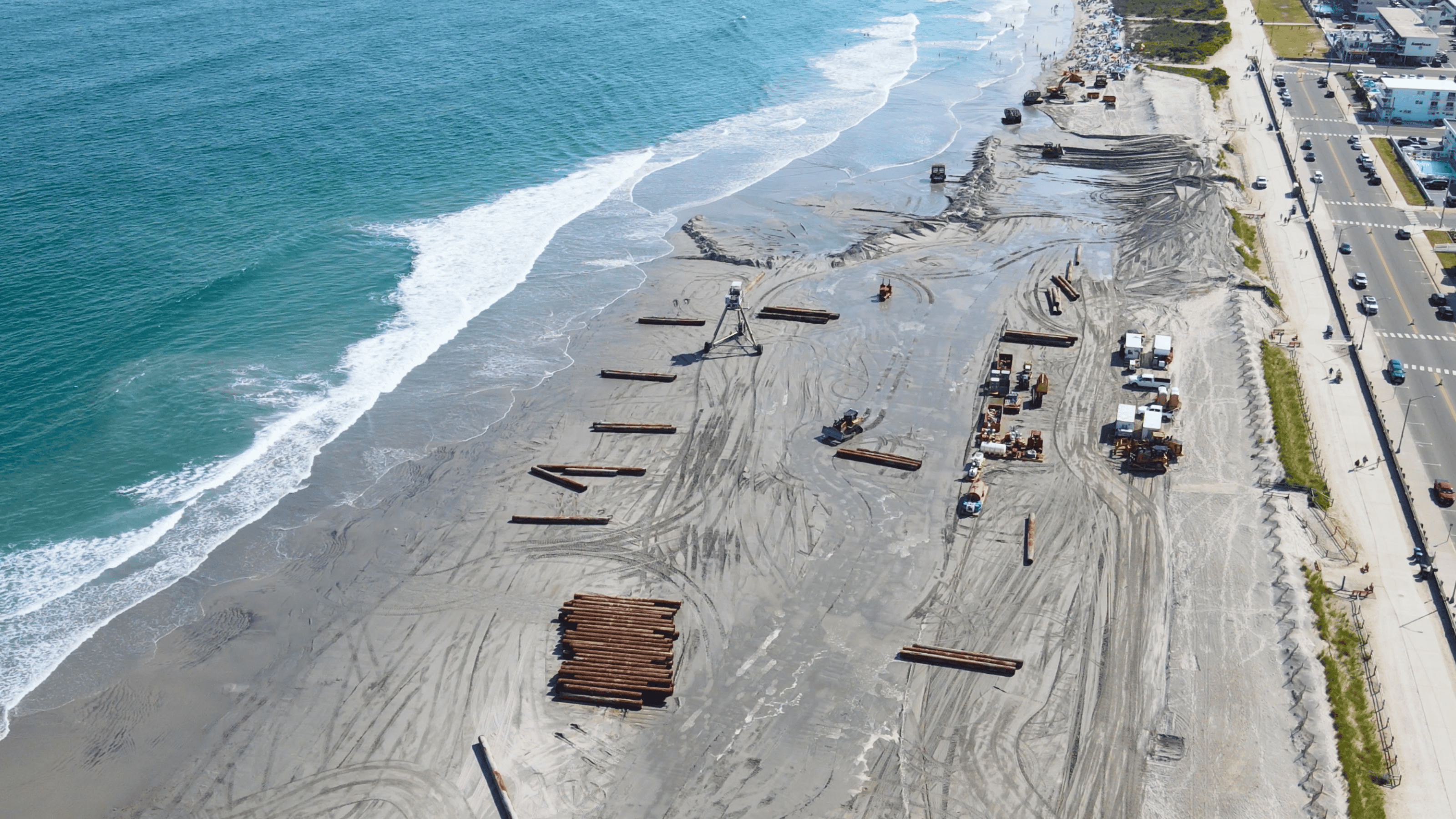 North Wildwood Beach Replenishment Project Equipment on the beach