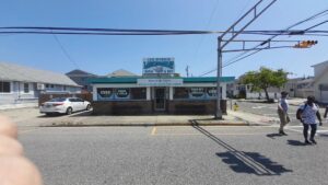 Street view of a laundromat building.