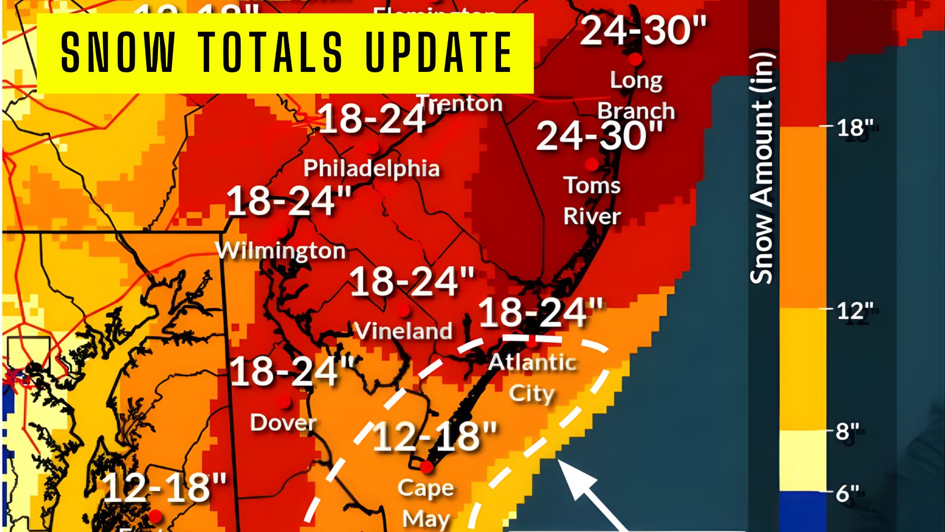 Historic Blizzard Targets New Jersey and Philadelphia With Up to 24 Inches of Snow